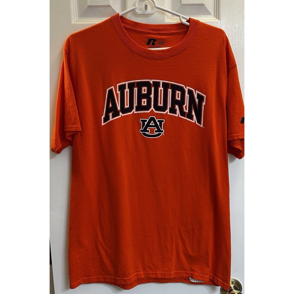 Unisex Russell Auburn University T-shirt Large Orange